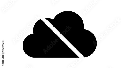 Vector illustration of a disabled cloud sync icon, symbolizing offline data storage, on transparent background