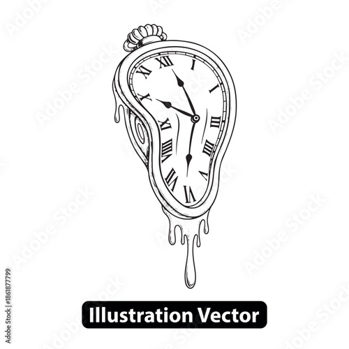 Surreal Melting Clock Illustration Representing The Fluidity And Distortion Of Time
