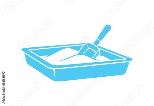 Vector glyph icon for Sand Tray and Scoop. Sand Tray and Scoop Sign. isolated symbol illustration
