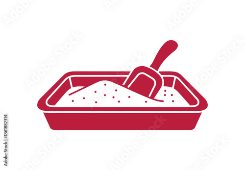 Sand Tray and Scoop glyph icon vector. Sand Tray and Scoop Sign. isolated symbol illustration