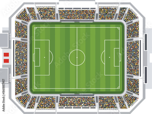 Football Stadium Top View Sports Arena Illustration