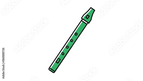 Green Whistle Musical Instrument with Holes and Mouthpiece