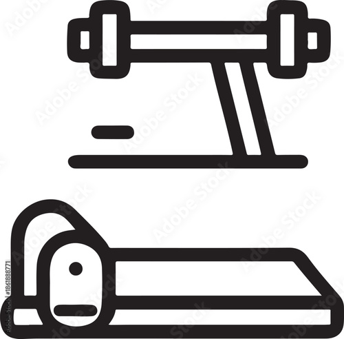 Fitness equipment dumbbells and treadmill icons for workout and exercise theme