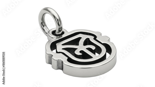 Silver shield emblem charm with loop pendant