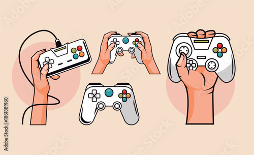 hand holding a game controller with joystick