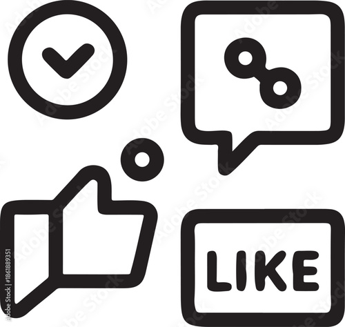 Social media icons for likes comments and sharing information