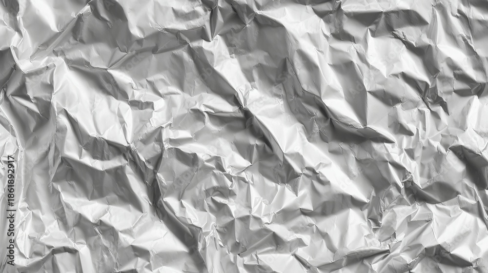 Obraz premium A close-up view of crumpled silver foil with a textured, wrinkled surface