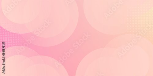 Minimalist banner background, pastel colorful, pink and yellow gradations. Circle effect style geometric, abstract background. Eps 10.