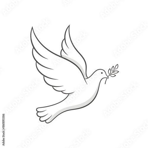 Dove flying with olive branch in beak