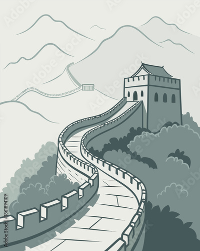 Great Wall in Morning Mist – Mystical Spiritual Landscape