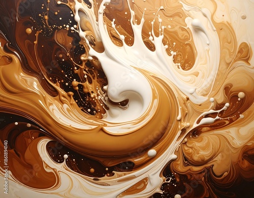 Swirling liquid in varying shades of brown and white