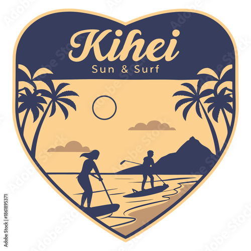 Kihei Paddleboarding Paradise – Sun & Surf Emblem