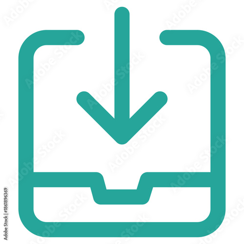 Flat Colored Inbox Icon for Communication and Interaction