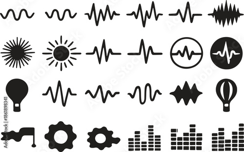 Heartbeat and Pulse Line Icon Set