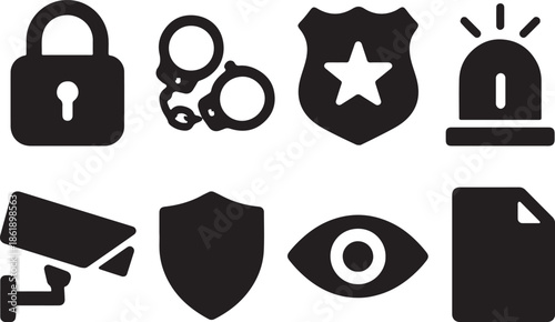 Law Enforcement and Security Badge Icons