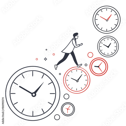 Abstract Time Management Concept Illustration with Melting Clocks