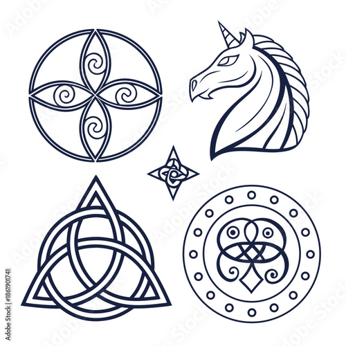 Magical Fantasy Symbol Collection with Abstract Elements