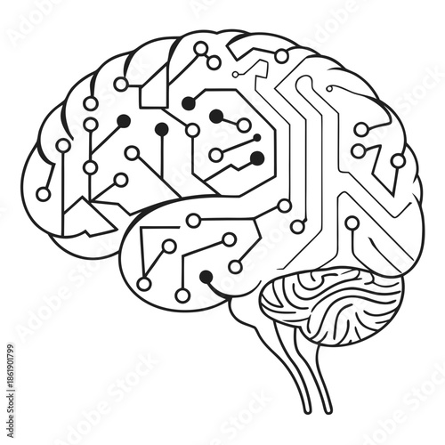 Artificial Intelligence Concept with Abstract Brain Network Vector Graphic
