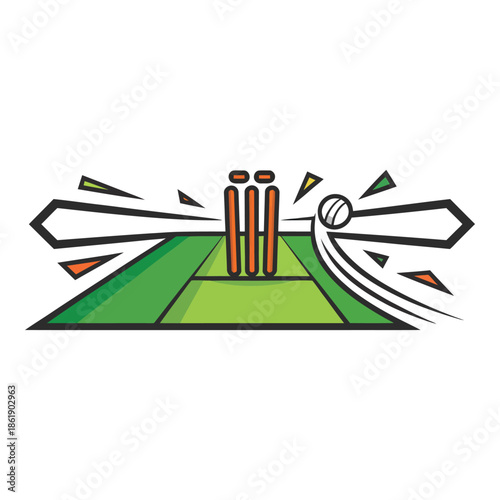 Cricket ball hitting wicket on the field