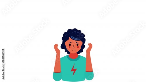 Headache. Stress animation, alpha channel. Cartoon