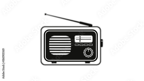 Retro portable radio vector art