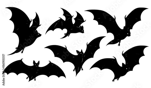 Spooky Halloween bat silhouette vector collection isolated on white background
Keywords