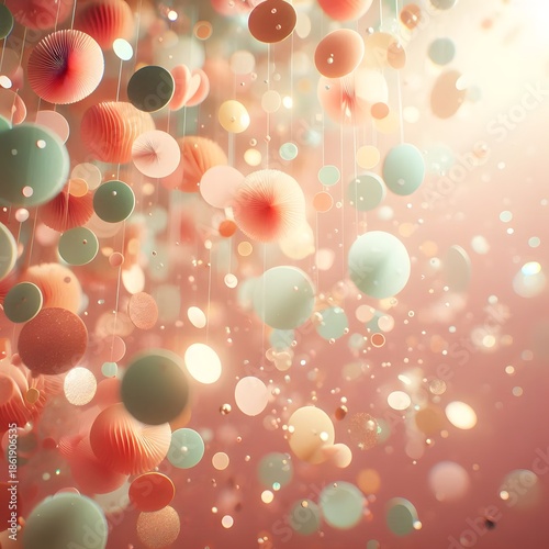 Soft confetti shower floating over festive textured background for celebration and party visuals