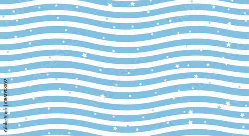 Blue Wavy Pattern with Stars