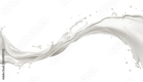 A splash of milk in motion against a clean white background