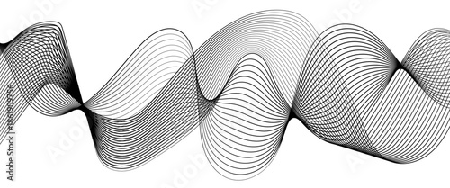 Minimalist Abstract Gray Wave Line Vector Design on White Background Featuring Smooth Curves, Linear Motion, and Contemporary Visual Aesthetics.