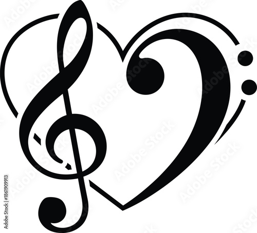 Heart shaped treble clef