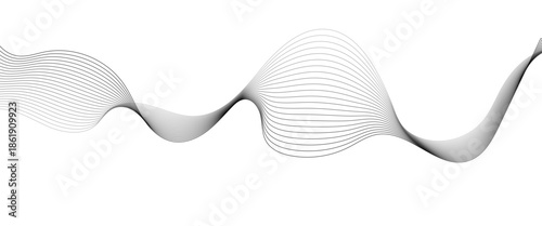 Minimalist Abstract Gray Wave Line Vector Design on White Background Featuring Smooth Curves, Linear Motion, and Contemporary Visual Aesthetics.