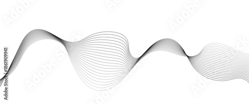 Minimalist Abstract Gray Wave Line Vector Design on White Background Featuring Smooth Curves, Linear Motion, and Contemporary Visual Aesthetics.