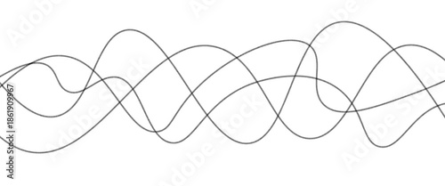 Minimalist Abstract Gray Wave Line Vector Design on White Background Featuring Smooth Curves, Linear Motion, and Contemporary Visual Aesthetics.