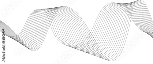 Minimalist Abstract Gray Wave Line Vector Design on White Background Featuring Smooth Curves, Linear Motion, and Contemporary Visual Aesthetics.