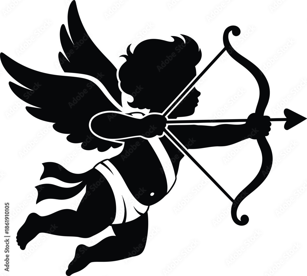 Fototapeta premium Cherub aiming bow