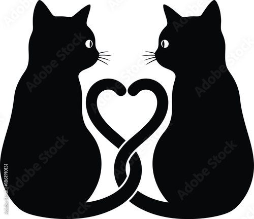 Two black cats forming a heart shape
