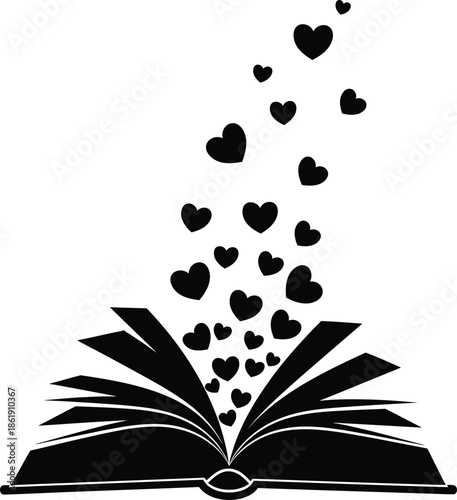 Open book releasing hearts