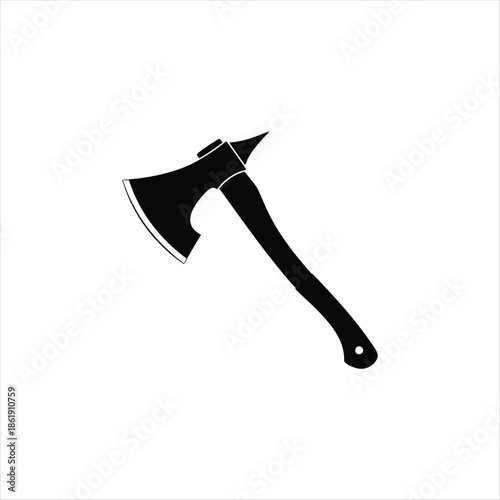 Detailed black vector silhouette of a classic woodsman axe tool