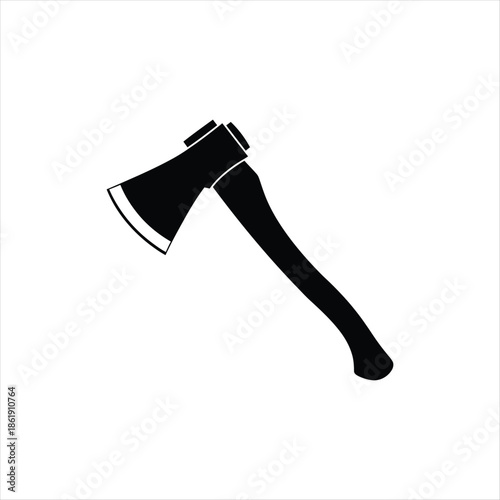 Black silhouette of an axe a tool for woodcutting tasks