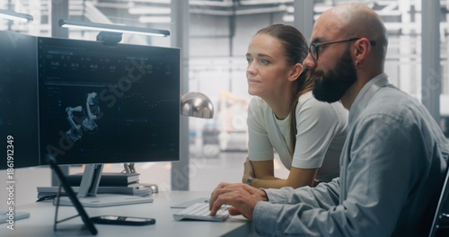 Photography Focused Specialists Monitoring Factory Automation Work