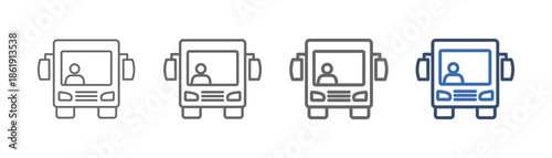 
outline icon set shuttle-van with public transport design