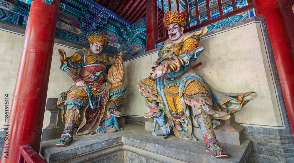 Obraz premium Asia, China, Luoyang, Shaolin Kung Fu Temple, religious statues