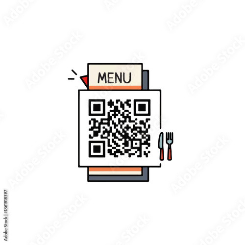 Modern QR code menu for a restaurant, a visual symbol of contemporary dining experience and digital access to food options