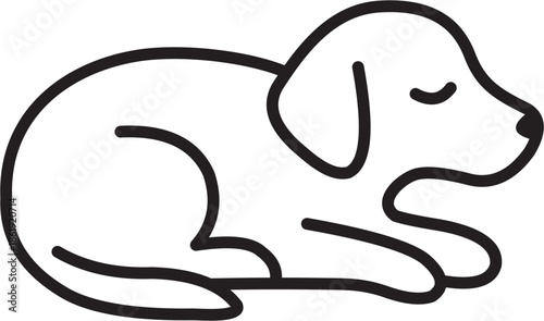 Stylized Dog Illustration, Black Outline