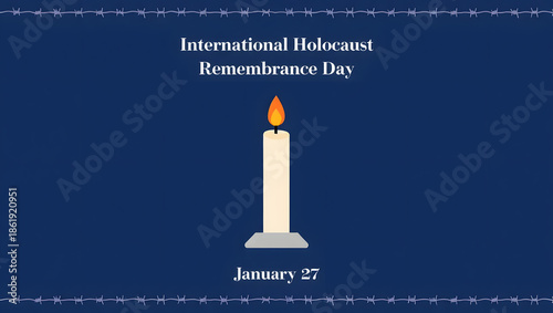 International holocaust remembrance day commemoration on january 27 with a symbolic candle
