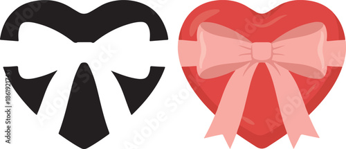  Flat vector illustration of chocolate gift wrapped with ribbon, valentine object, minimal flat design,