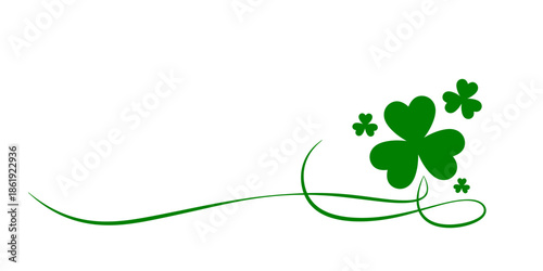 Lucky leaf clover vector for Irish Patrick's day background. Green shamrock leaves, wavy divider isolated on transparent background, vector illustration