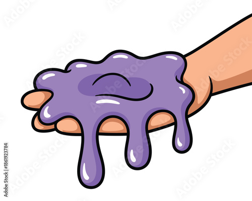 Playful hand holding vibrant purple slime, a fun sensory experience for children