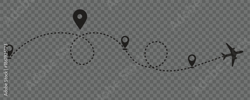 Route icon and points with dotted pattern line 